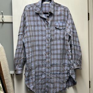 Talulah Stone Cliff Blue Plaid Button Up